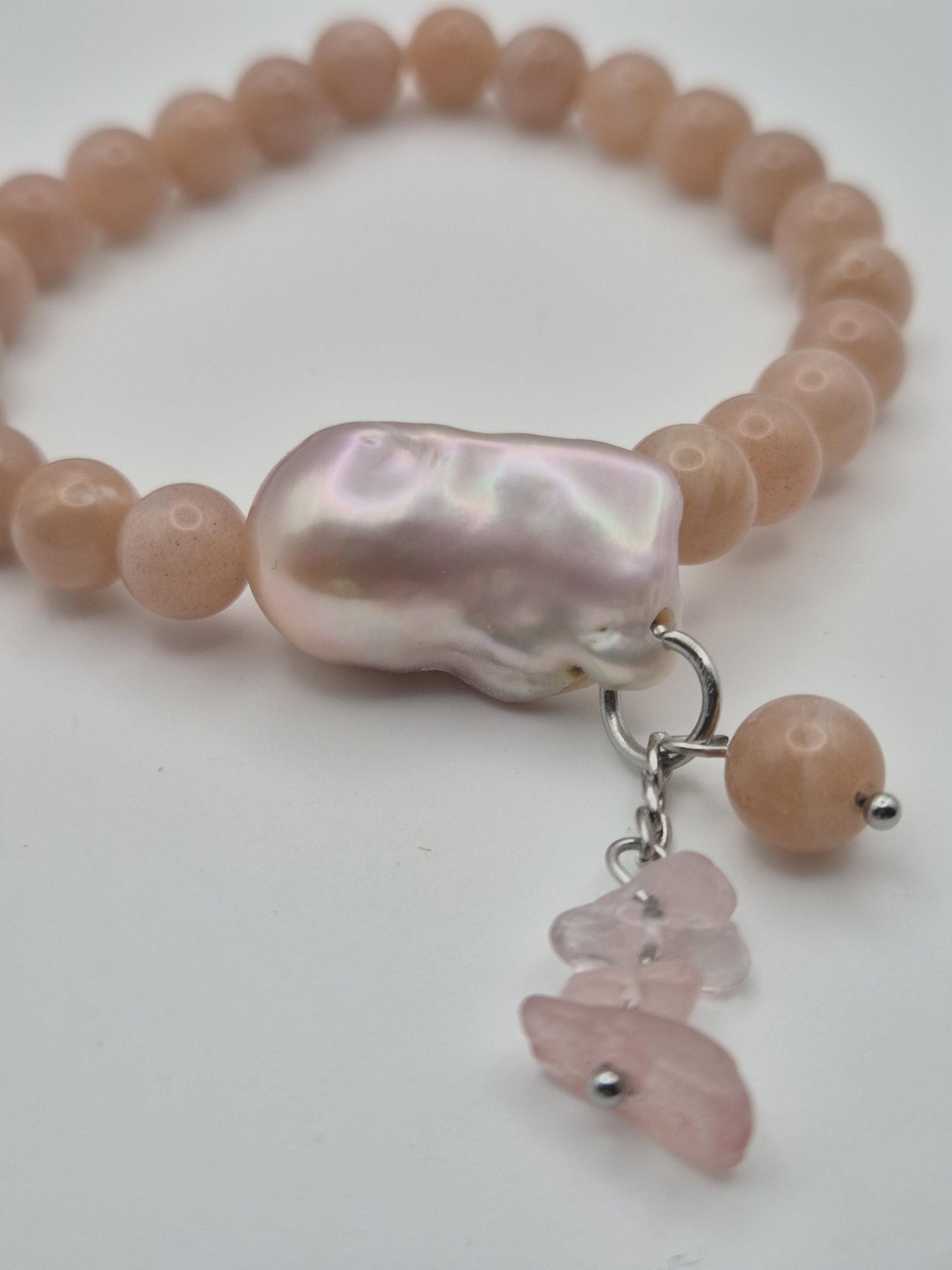 Celestial Blush Gemstone & Pearl Bracelet