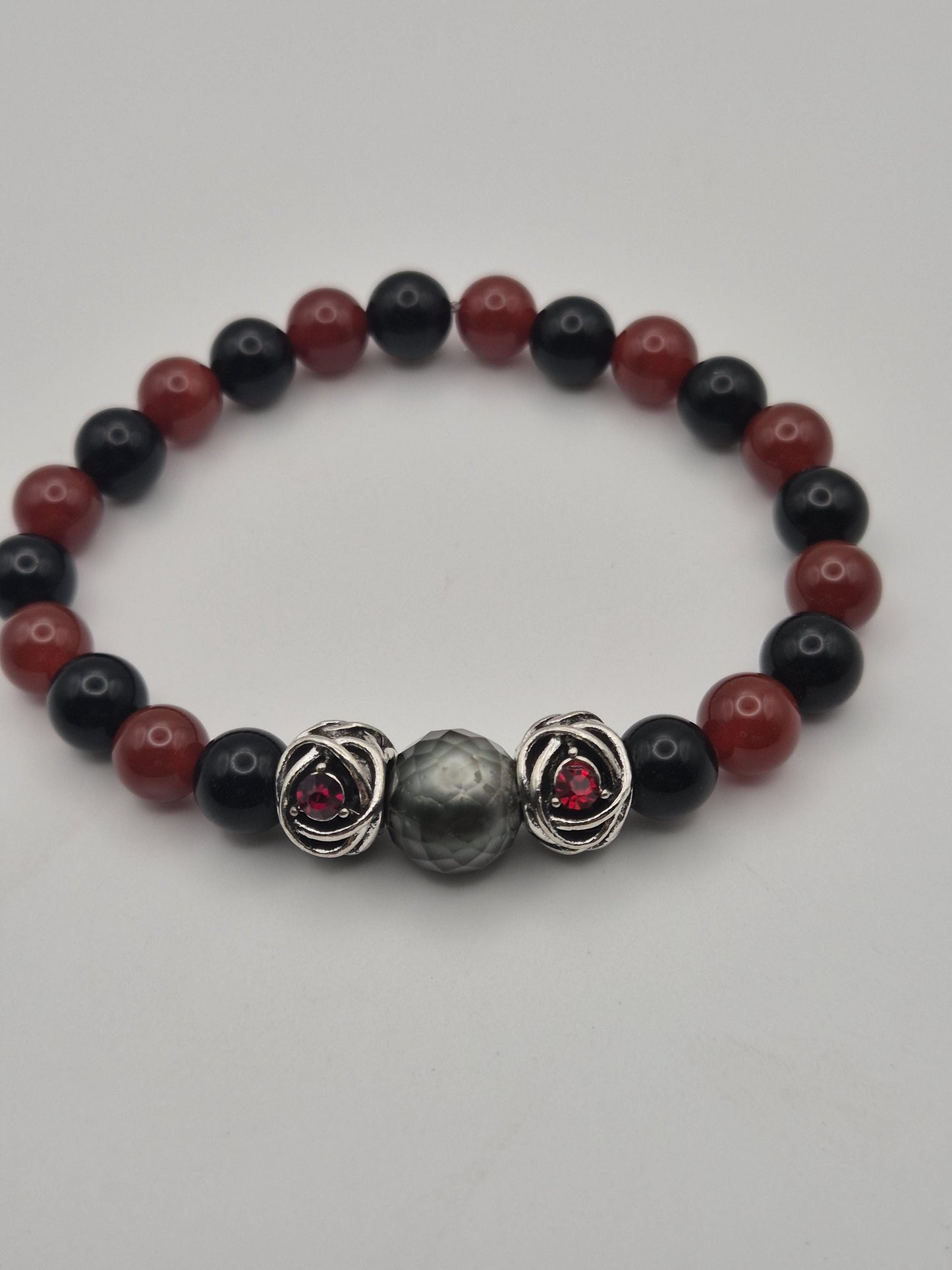 Blood moon Gemstone & Black Tahitian Bracelet