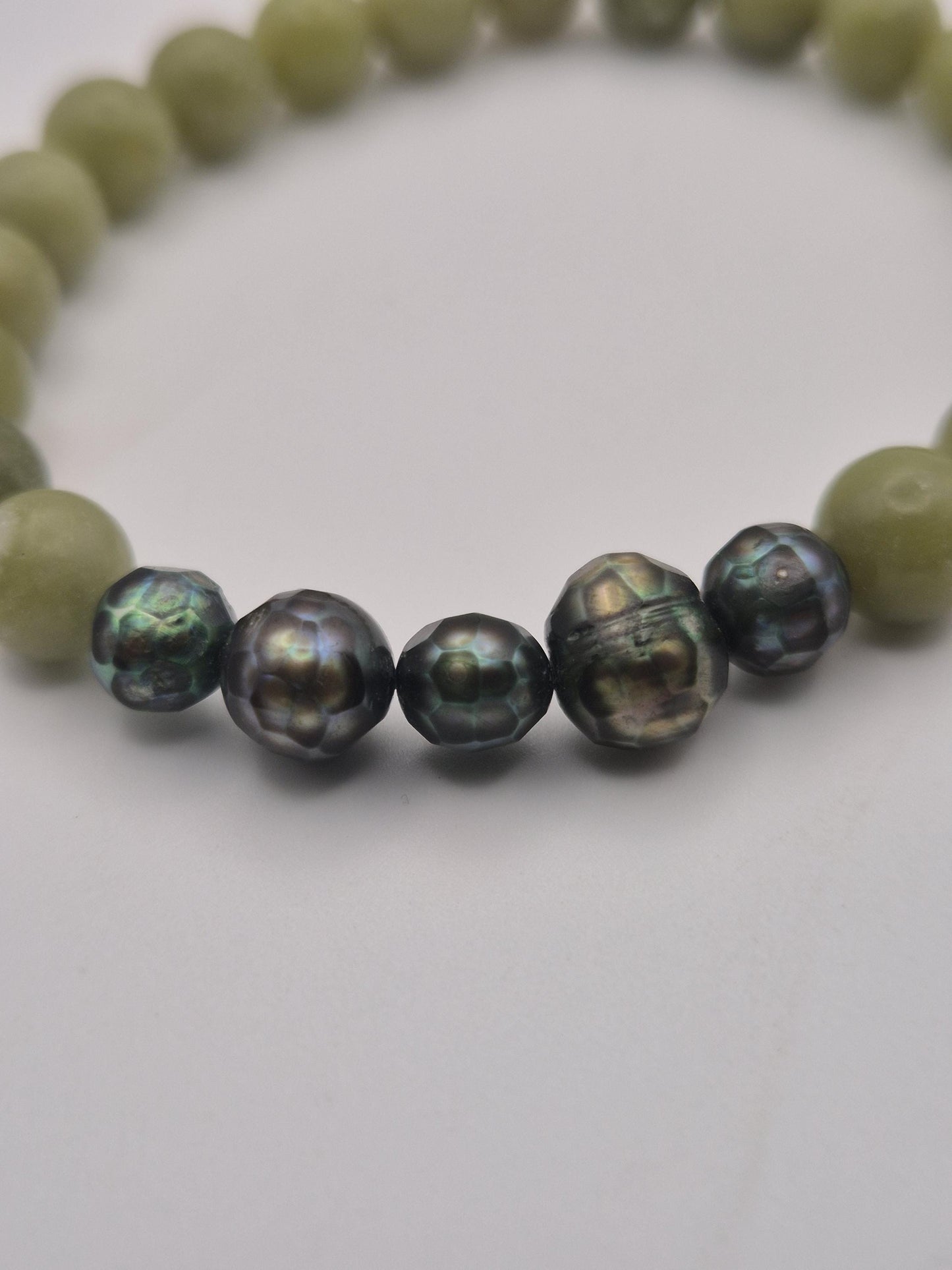 Jade & Dragon Pearl Bracelet — Genuine Green Jade & Dragon Egg Pearls