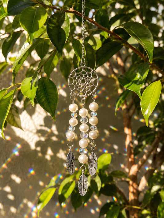 Aurora Featherfall Pearl Suncatcher — Genuine Freshwater Pearl Car & Home Accessory