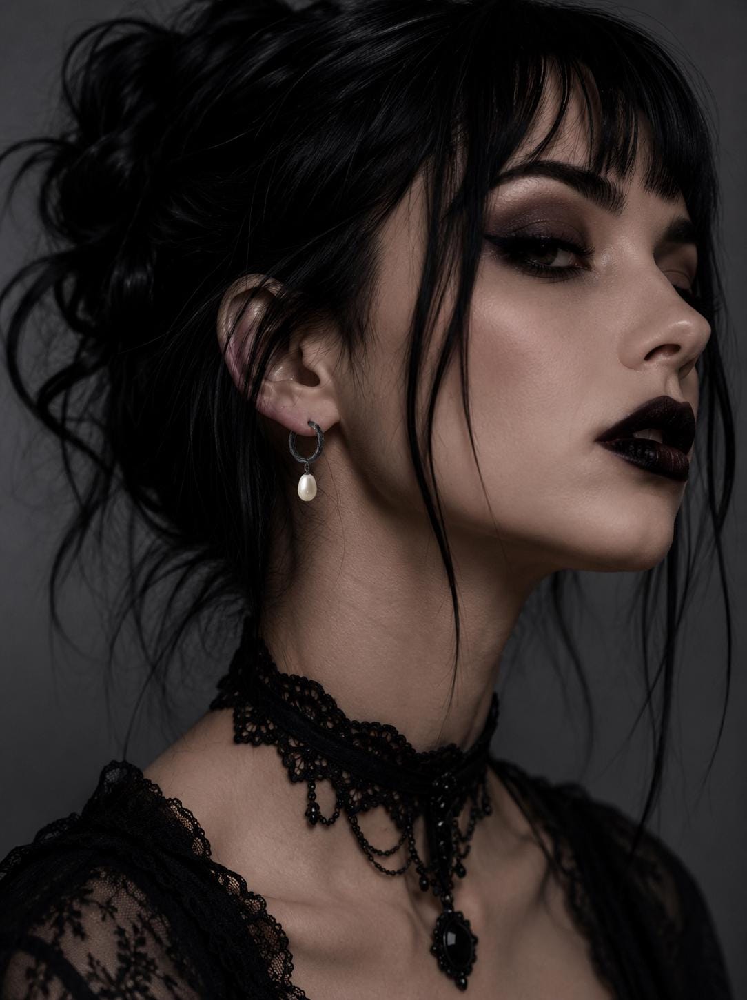 Black Beauty: Handcrafted Pearl Hoop Earrings in Sterling Silver