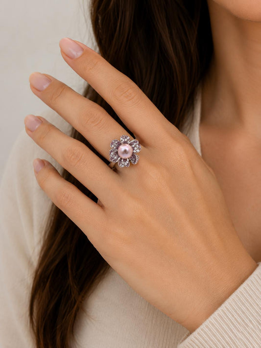 Blushing Bloom Edison Pearl Ring