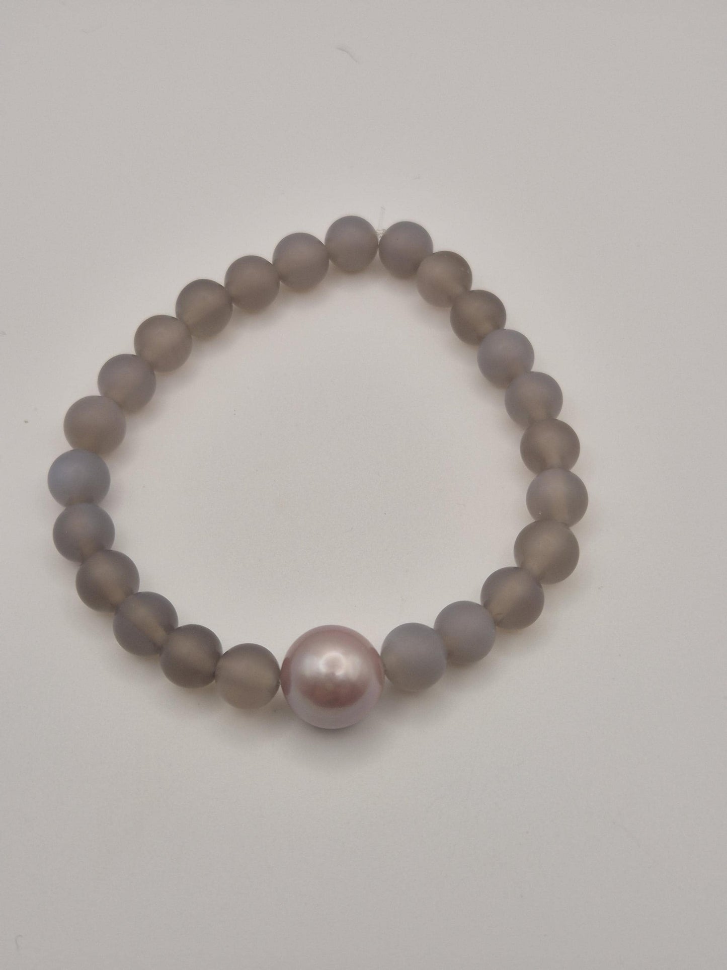 Grey Agate and Edison Pearl Bracelet