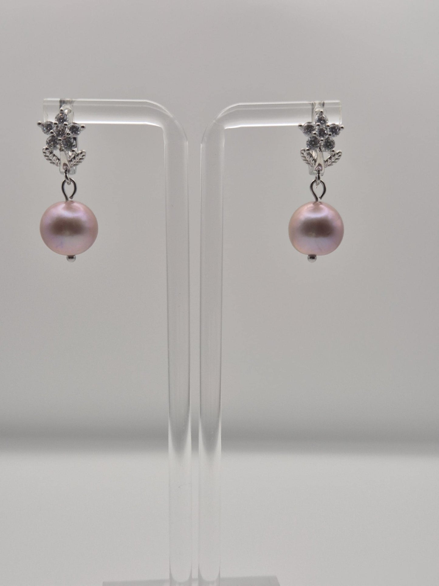 Rose Bloom Pearl Drop Hoop Earrings — Genuine Edison Pearl