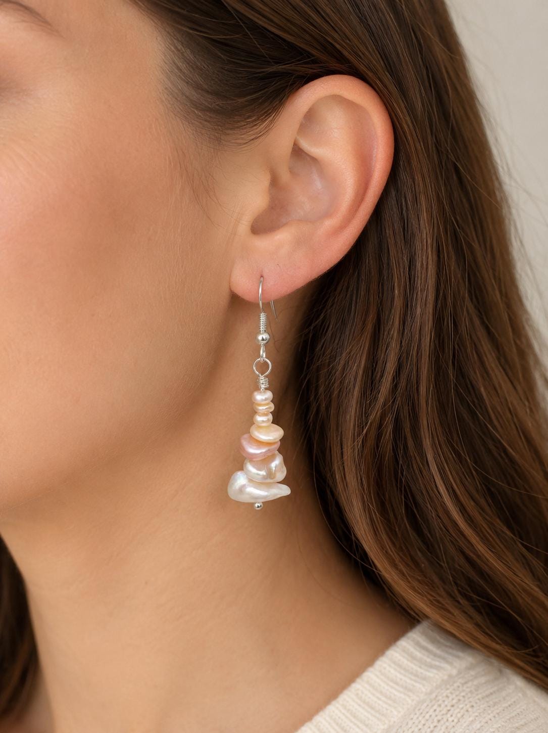 Keshi Pearl Gradient Dangle Earrings