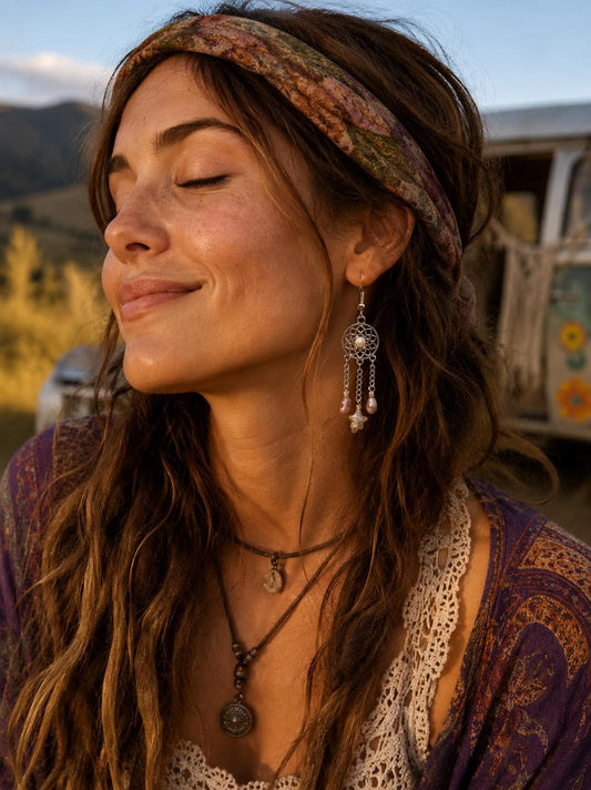 Multiple Pearl Drop Dreamcatcher Earrings