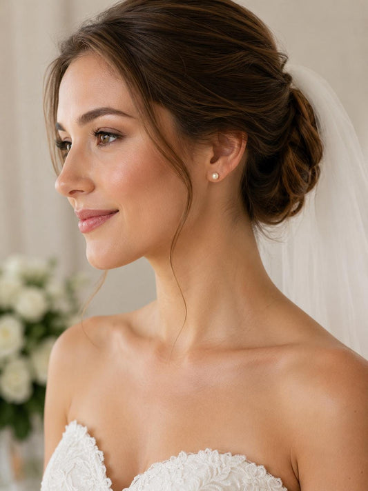 Gleaming Golden Saltwater Pearl Simple Stud Earrings