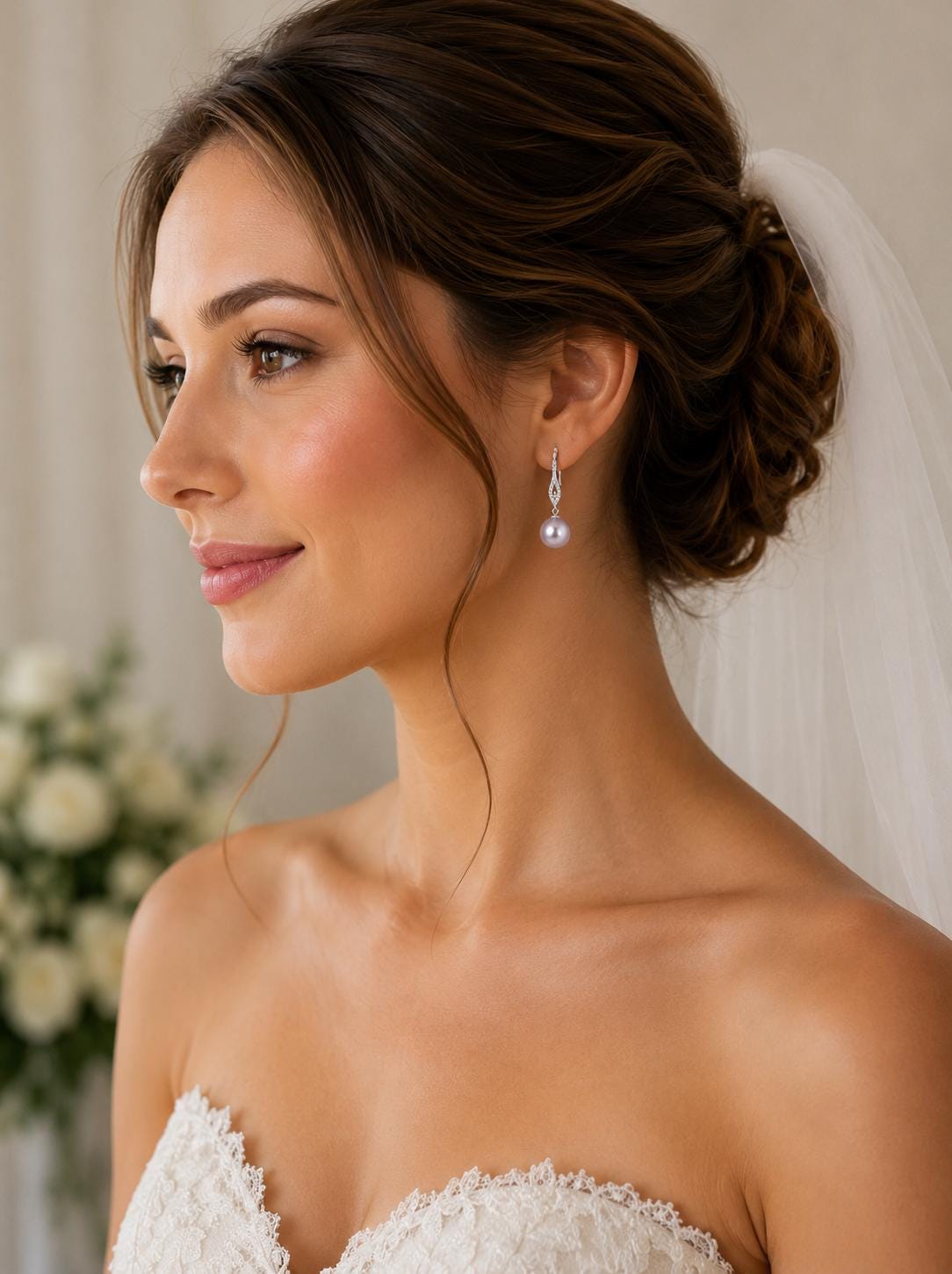 Elongated Classic Edison Pearl Earrings - Sterling Silver Cubic Zirconia