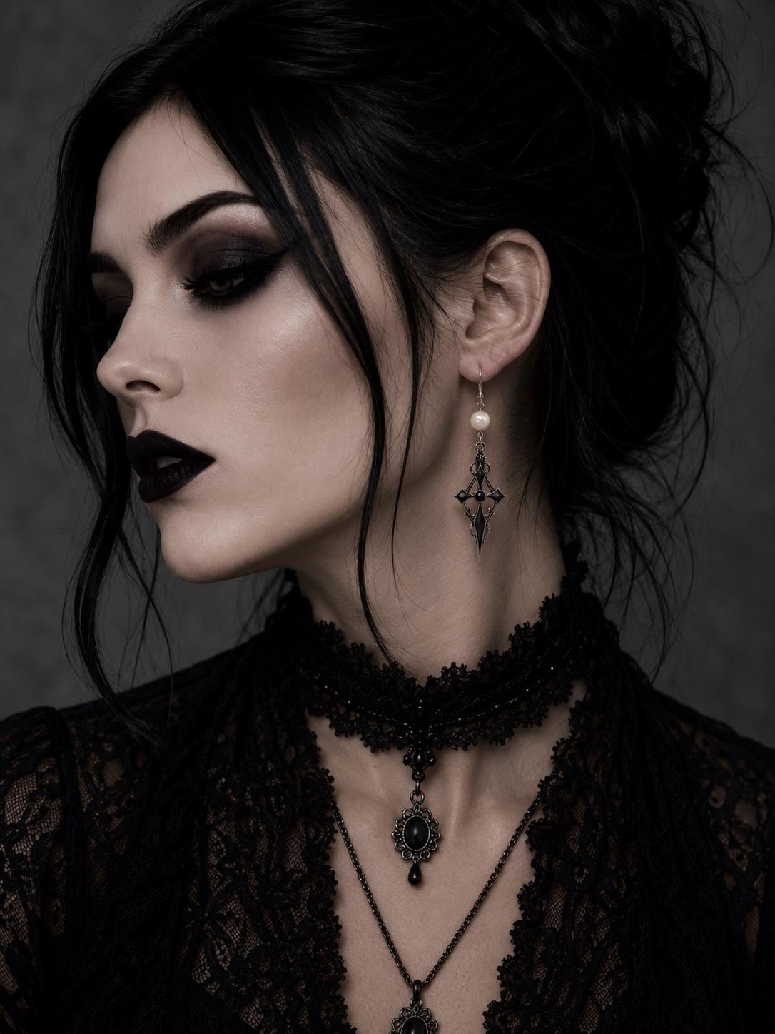 Gothic Cross Pearl Drop Earrings