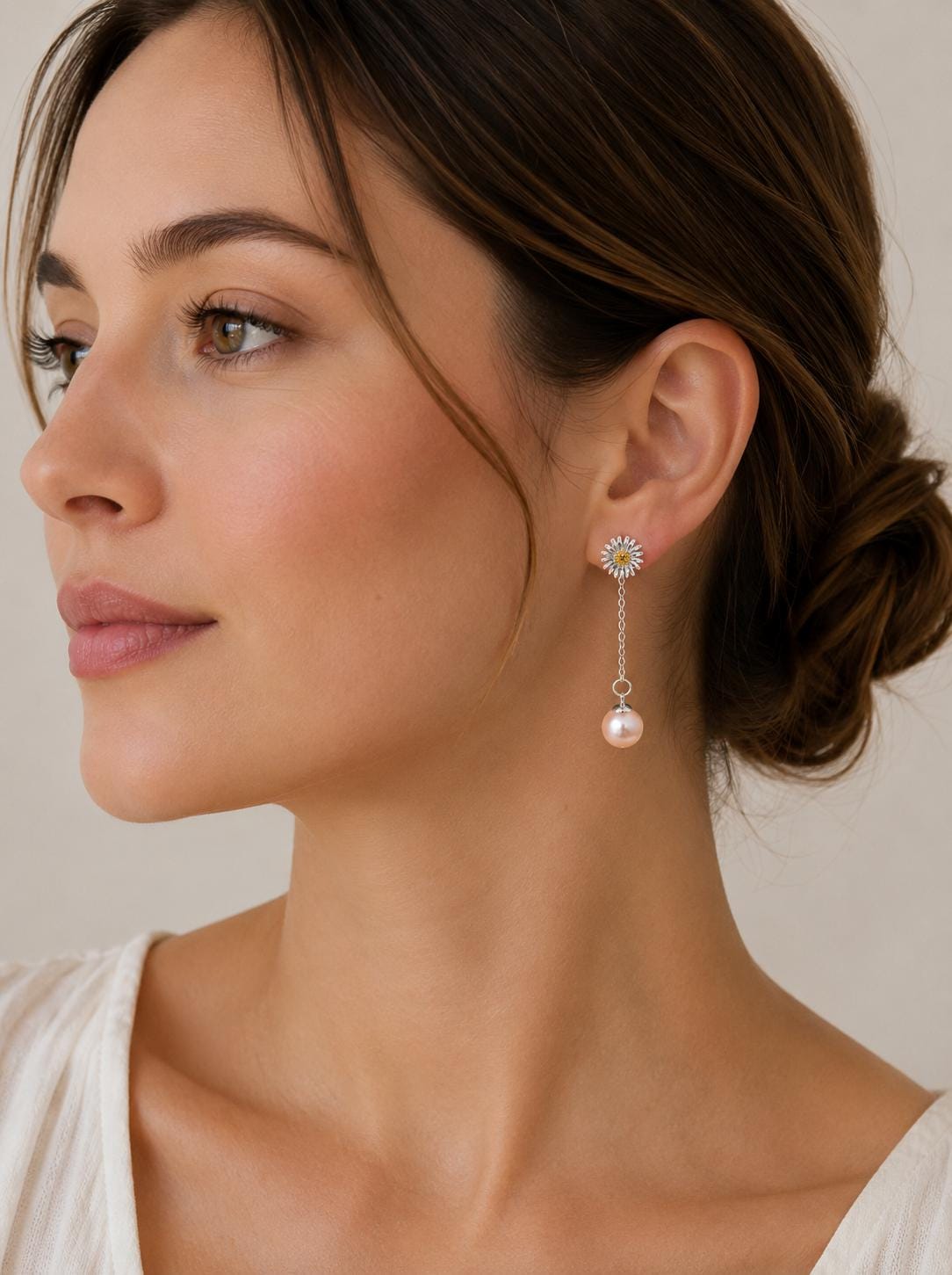 Multi Wear Daisy Pearl Drop Earrings