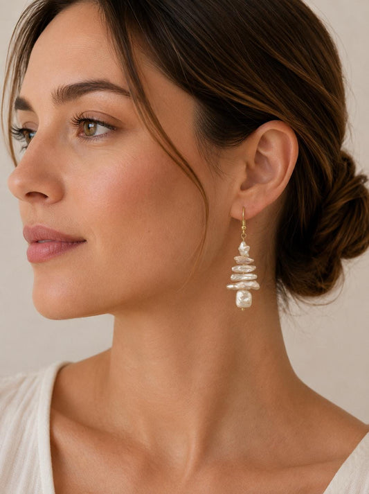 Starry Christmas Tree Pearl Earrings