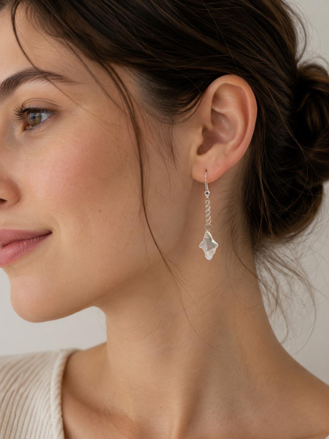 North Star Pearl Drop Sterling Silver Earrings