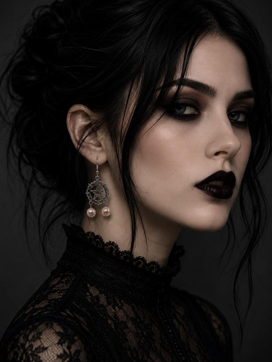 Mystical Double Pearl Pentagram Earrings - For the Modern Witch