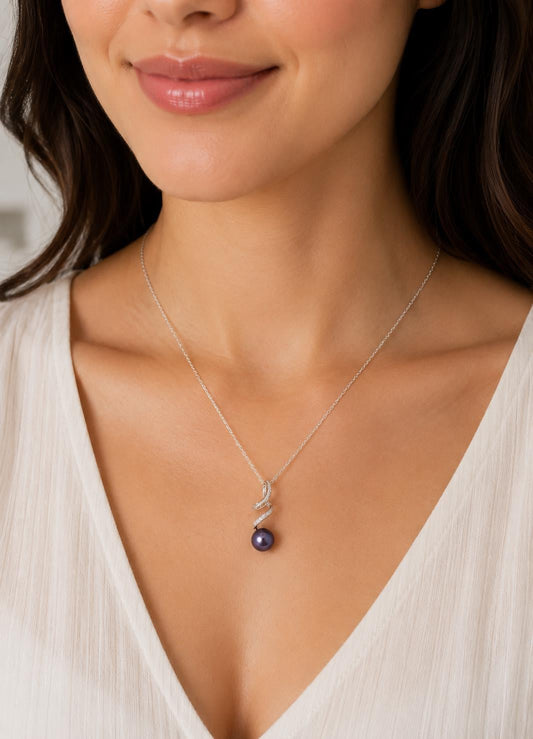 Silver Spiral Edison Pearl Pendant