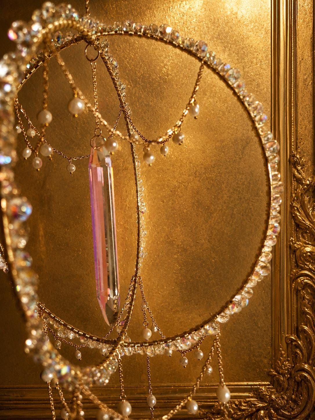 The Golden Royal Opulence Crystal & Pearl Suncatcher