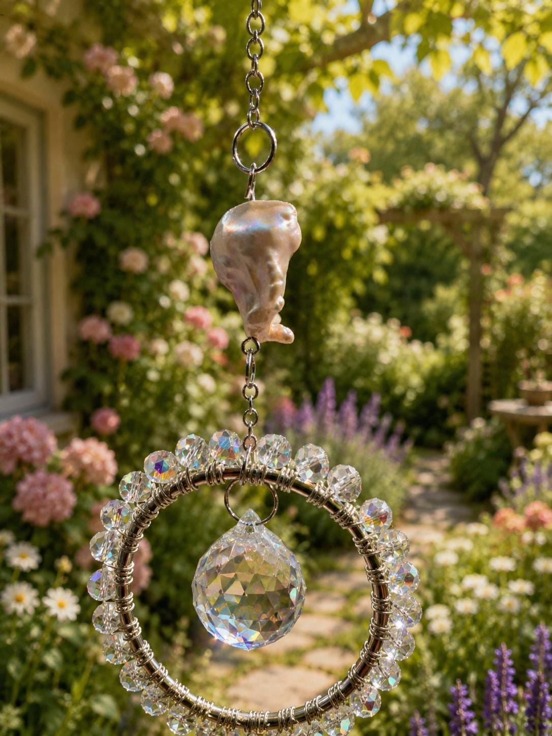Morning Dew Crystal & Pearl Suncatcher