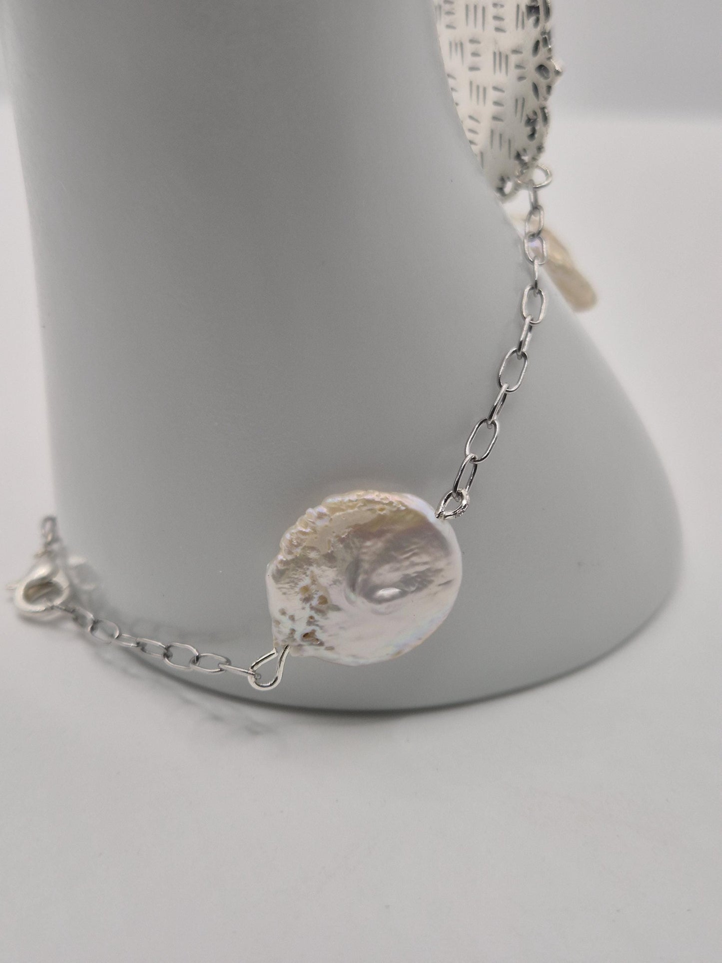 Victorian Midnight Cameo & Pearl Hand Chain Bracelet