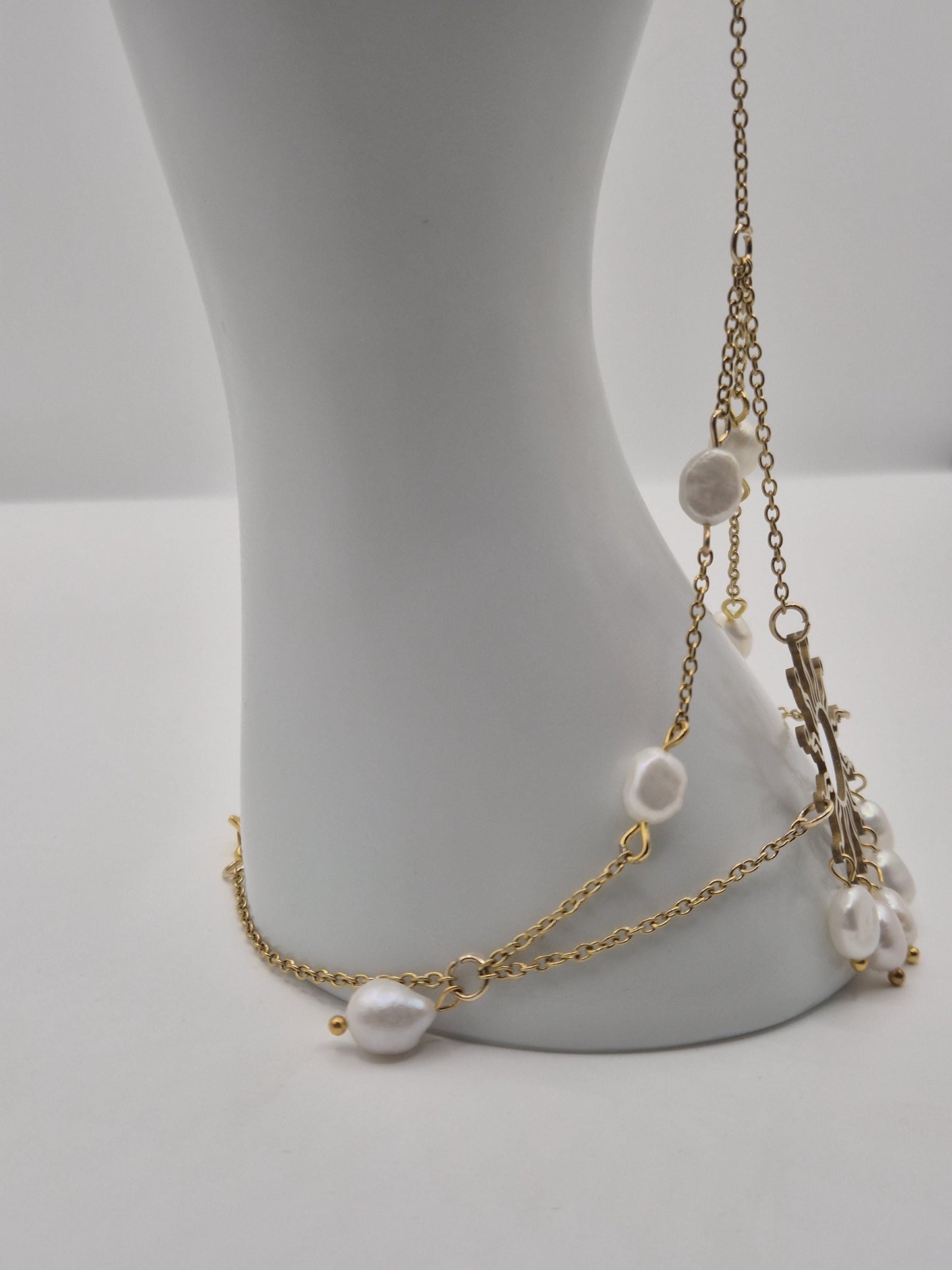 Golden Sun Pearl Hand Chain Bracelet