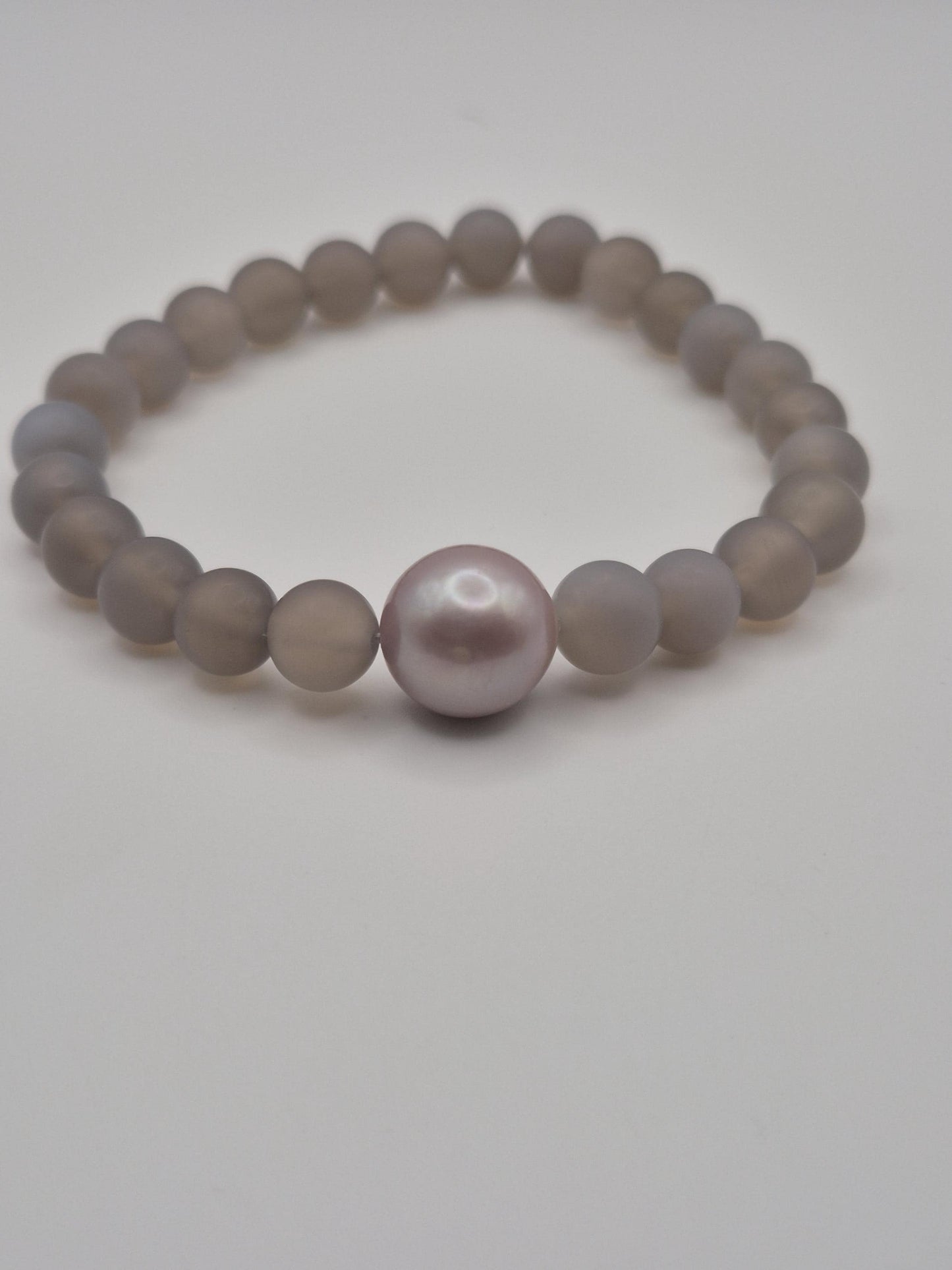 Grey Agate and Edison Pearl Bracelet