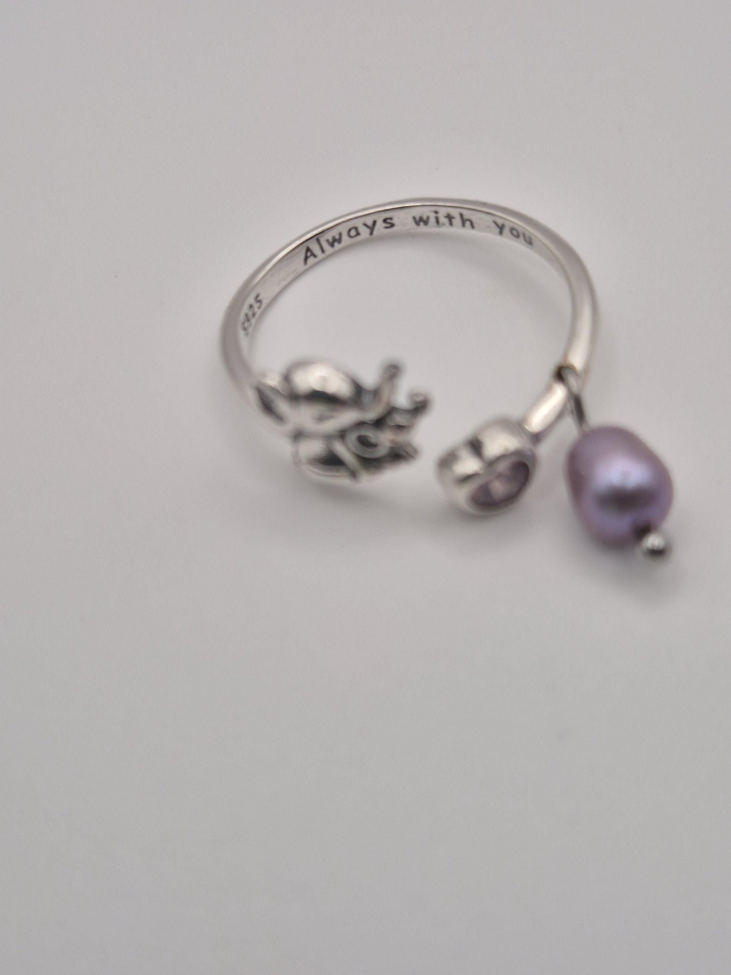 Mama & Baby Elephant Pearl Ring