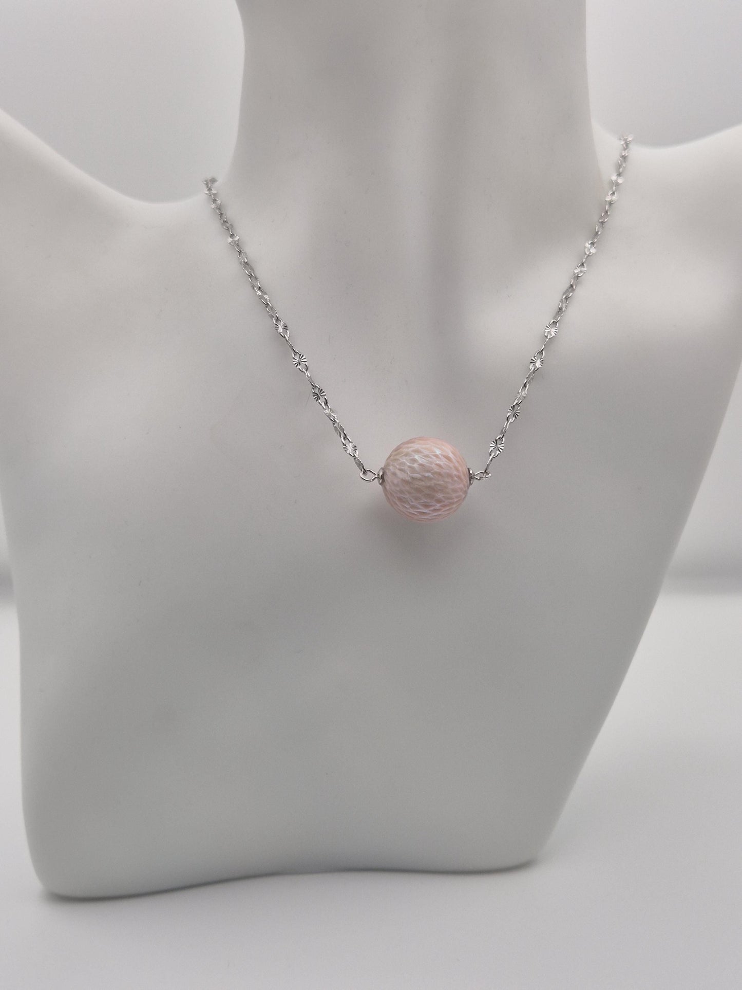 Silver Whisper XL — Dragon Carved Extra Large Edison Pearl Necklace