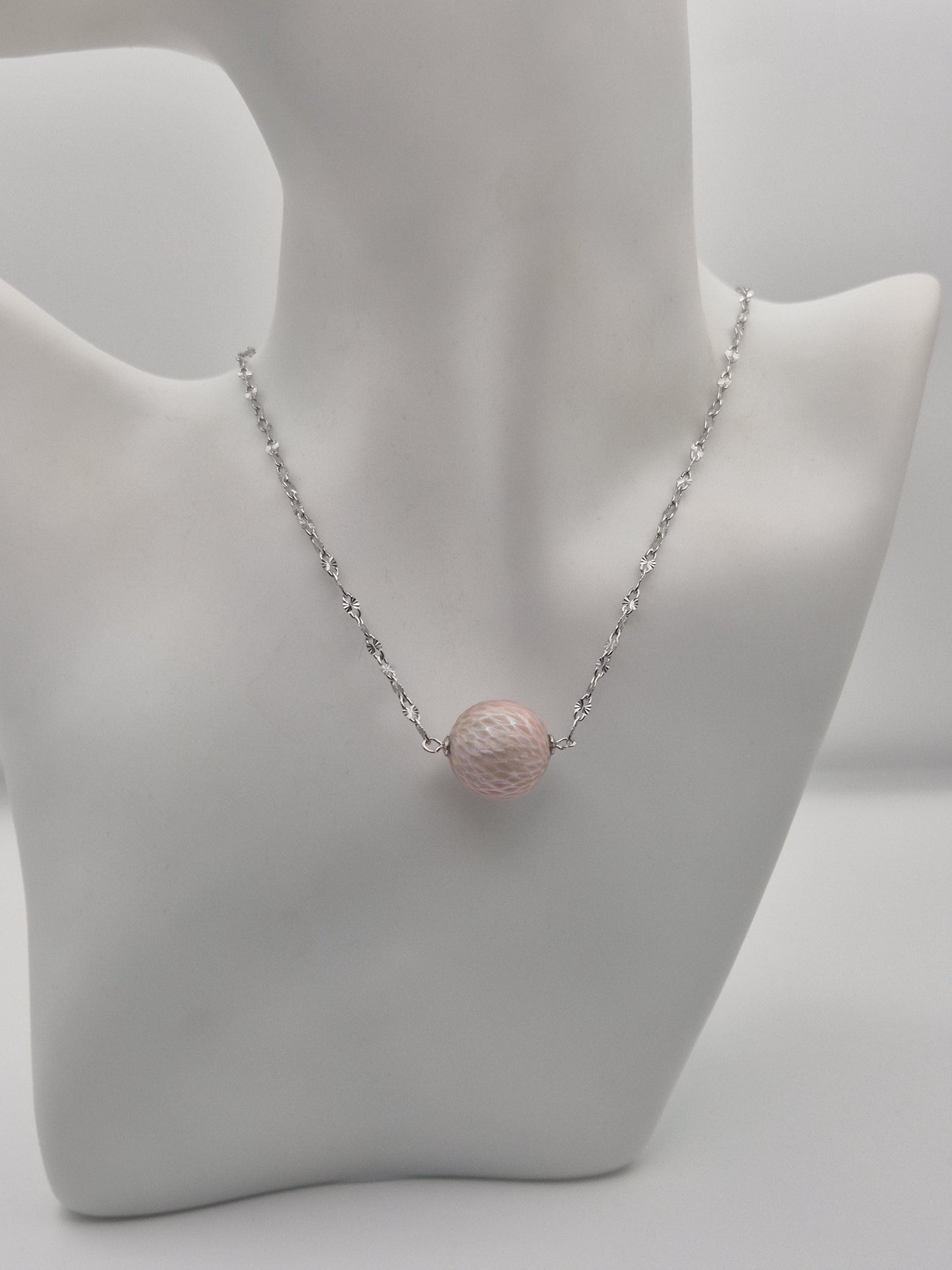 Silver Whisper XL — Dragon Carved Extra Large Edison Pearl Necklace
