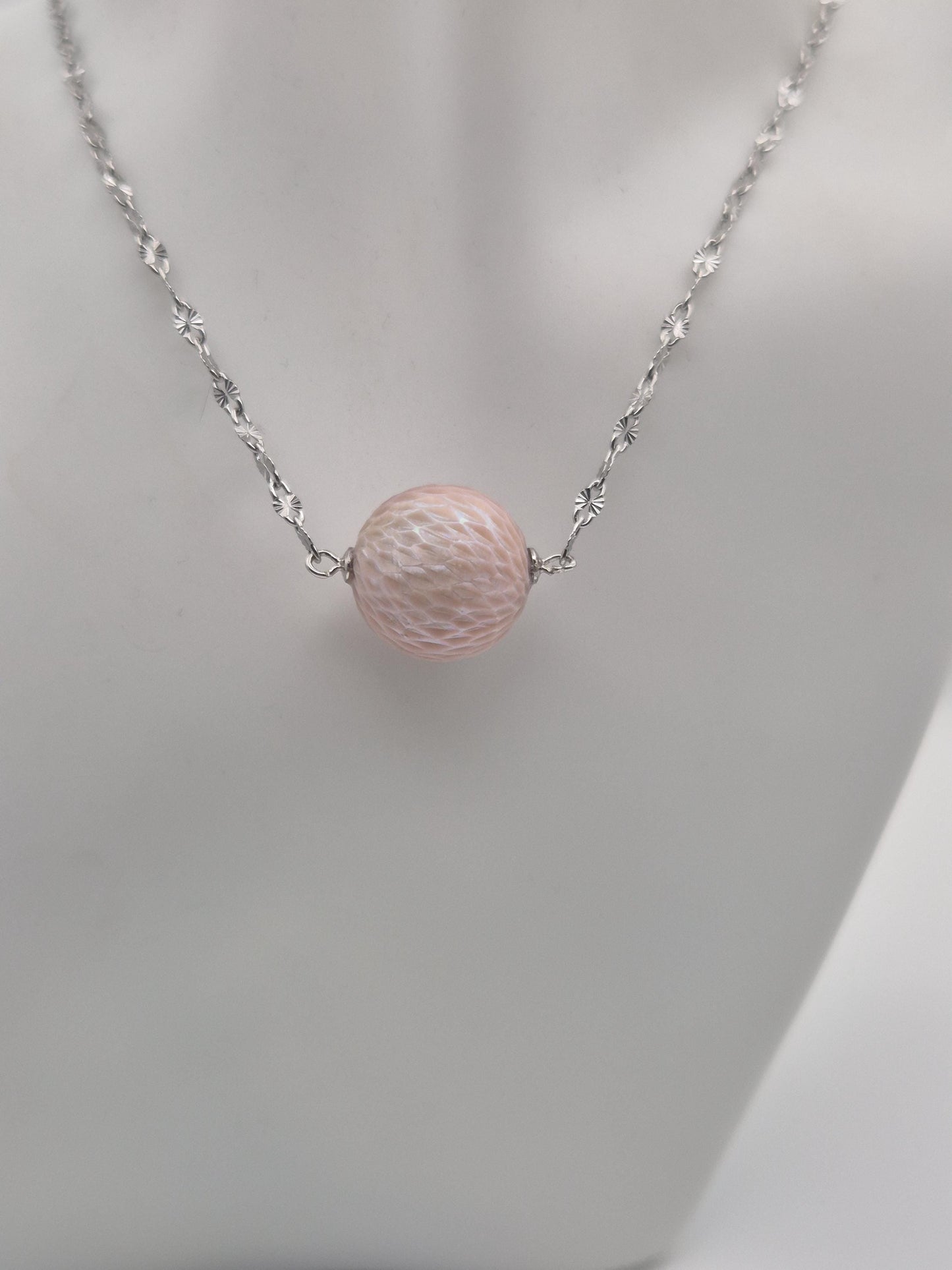 Silver Whisper XL — Dragon Carved Extra Large Edison Pearl Necklace