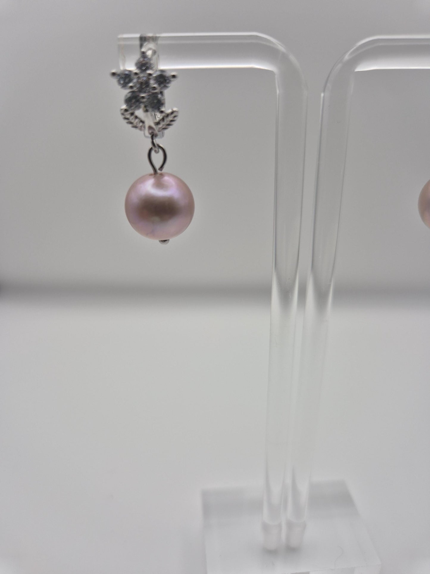 Rose Bloom Pearl Drop Hoop Earrings — Genuine Edison Pearl