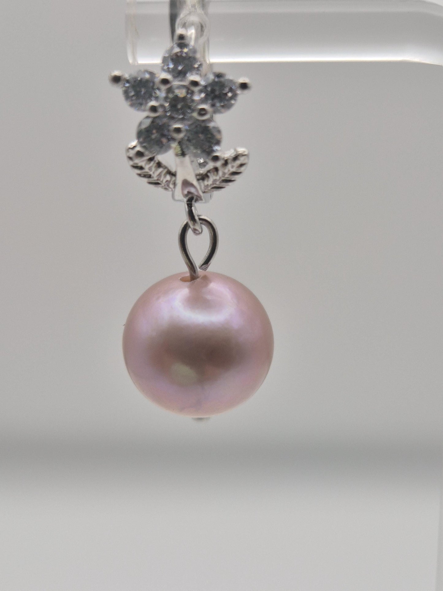Rose Bloom Pearl Drop Hoop Earrings — Genuine Edison Pearl