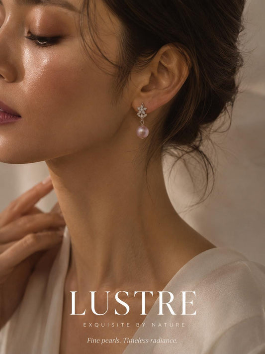 Rose Bloom Pearl Drop Hoop Earrings — Genuine Edison Pearl