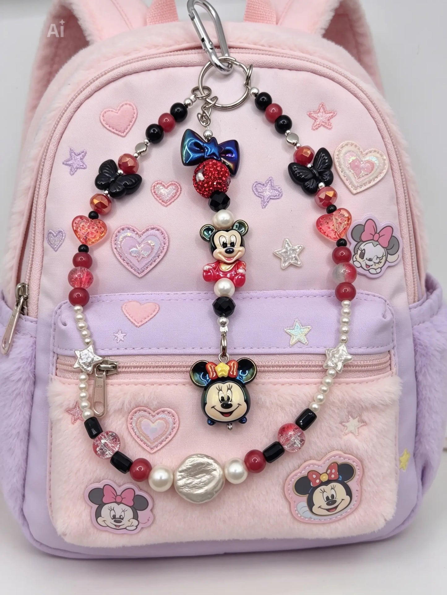 Mickey & Mini Multiple Pearl Bag Charm
