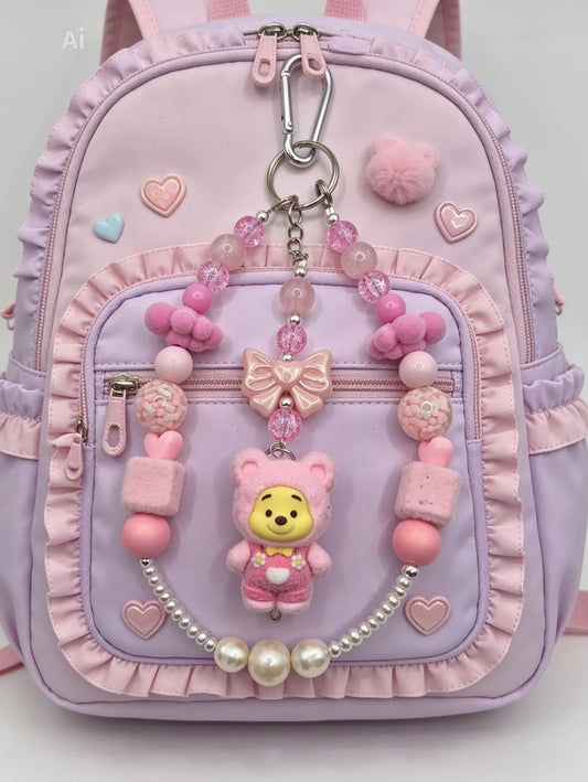 Pink Winnie the Pooh Pearl Bag Charm