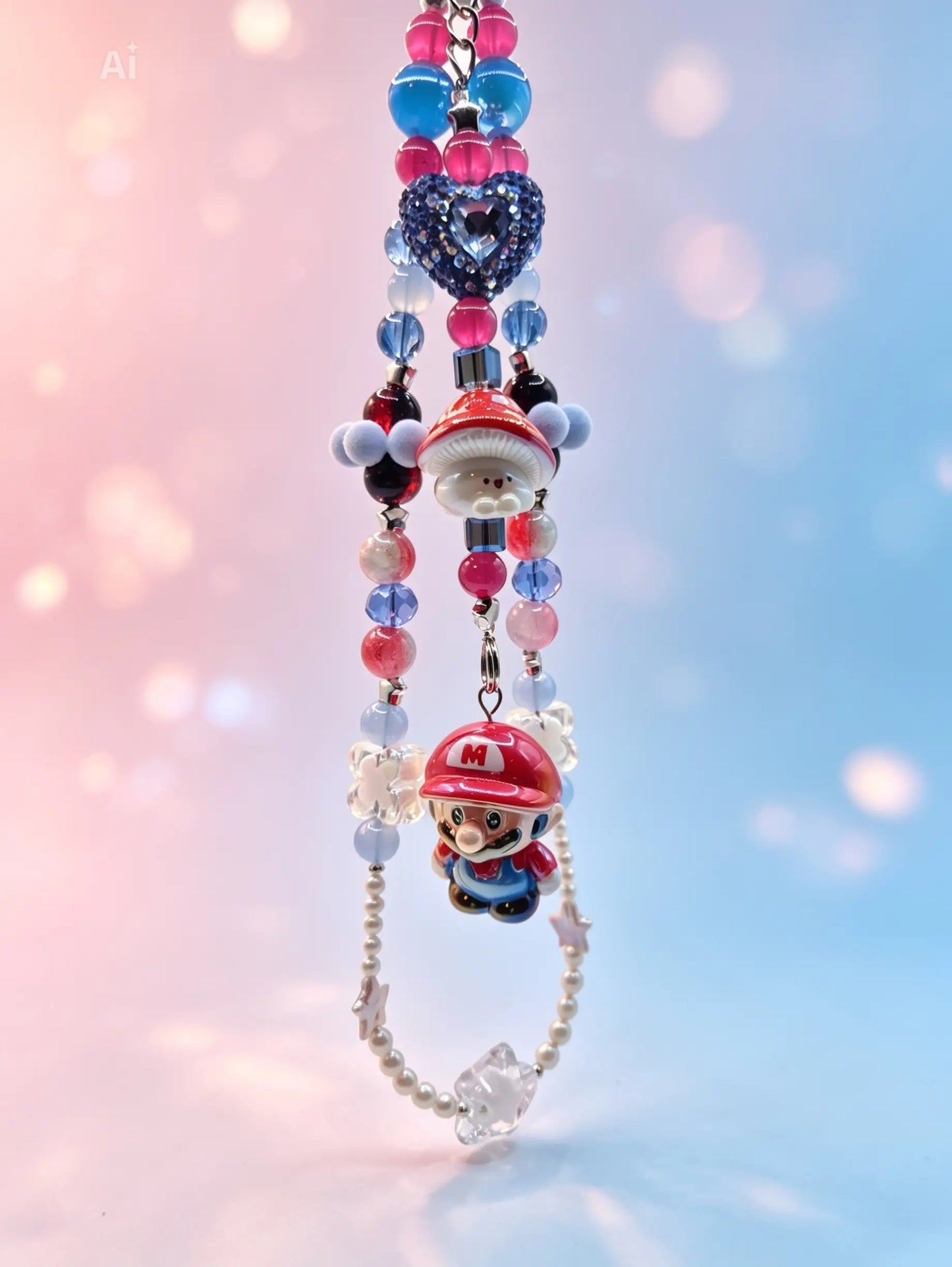 Super Mario Bag Charm with Pearls