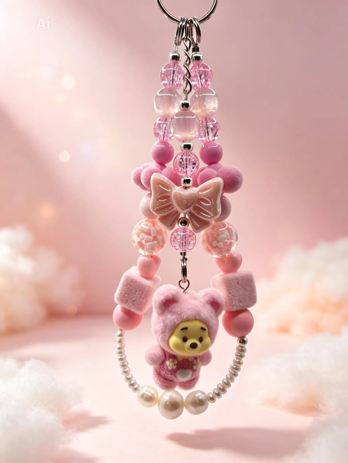 Pink Winnie the Pooh Pearl Bag Charm