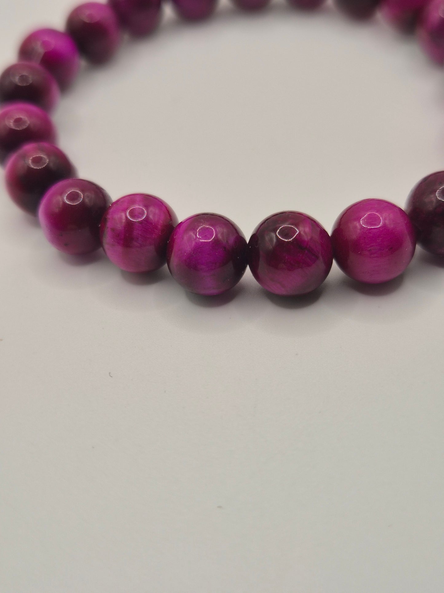 Pink Tigers Eye & Button Pearl Stretch Bracelet
