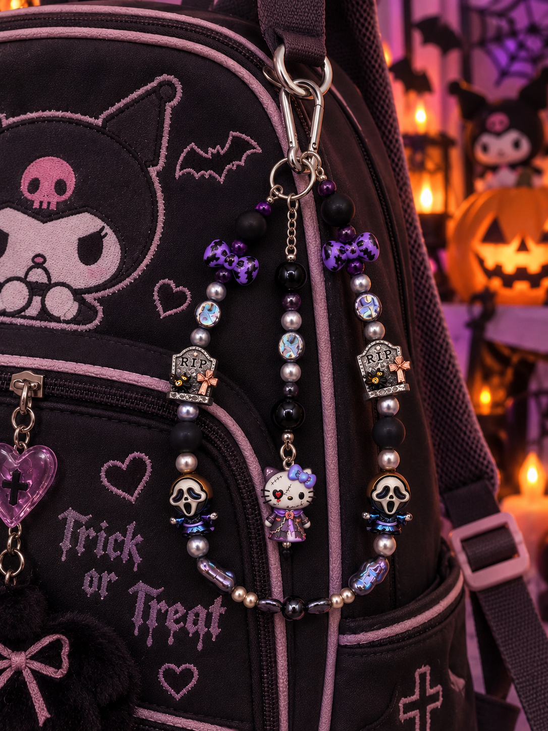 Zombie Kitty Pearl & Amethyst Phone & Bag Charm