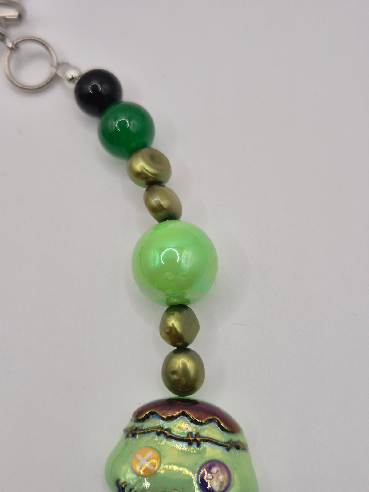 Green Zombie Pearl Phone Charm