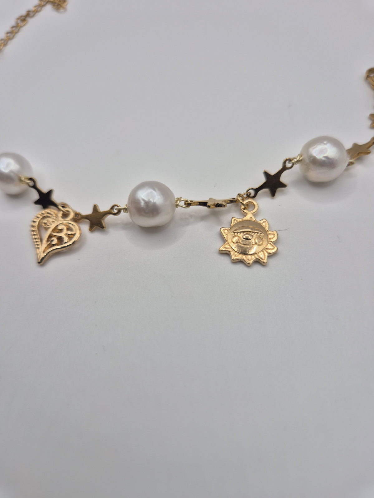 Golden Charm Pearl & Star Bracelet