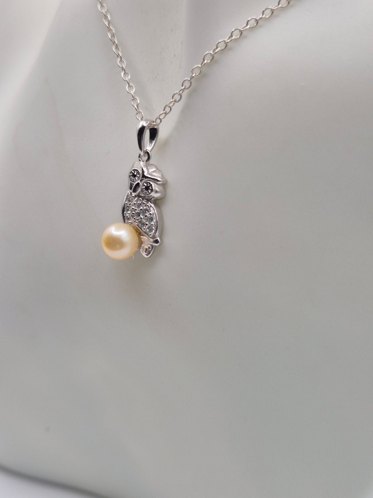 Golden Saltwater Akoya Owl Pendant