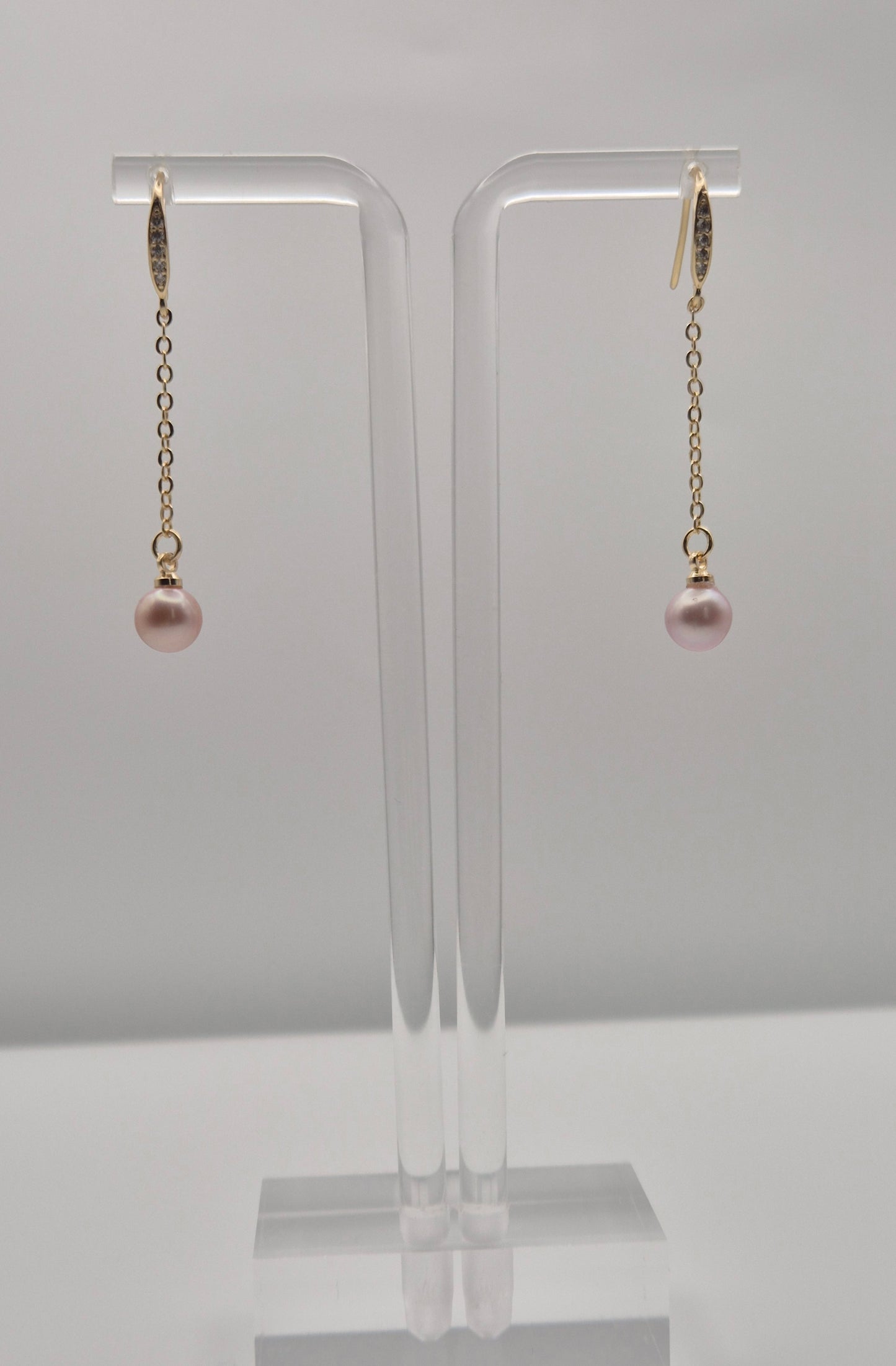 Golden Lavender Pearl Drop Earrings — Genuine Freshwater Pearls