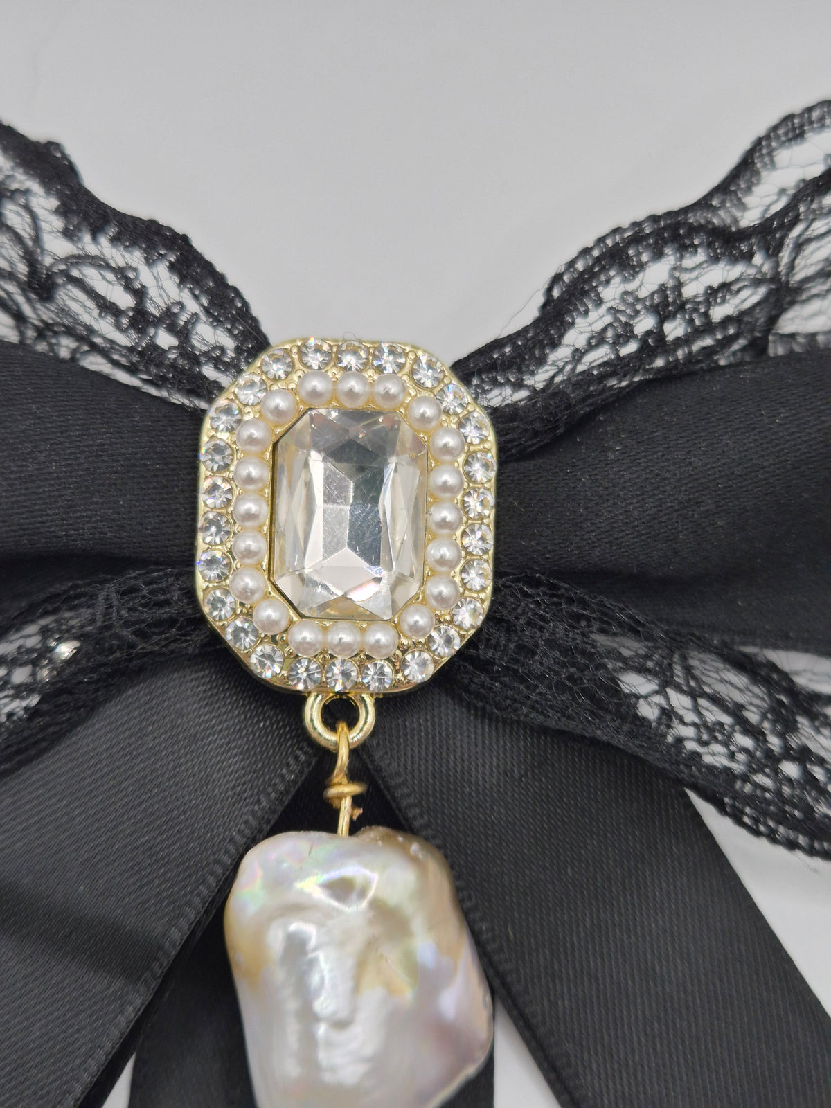 Ribbon & Lace Pearl Hairpin and Brooch