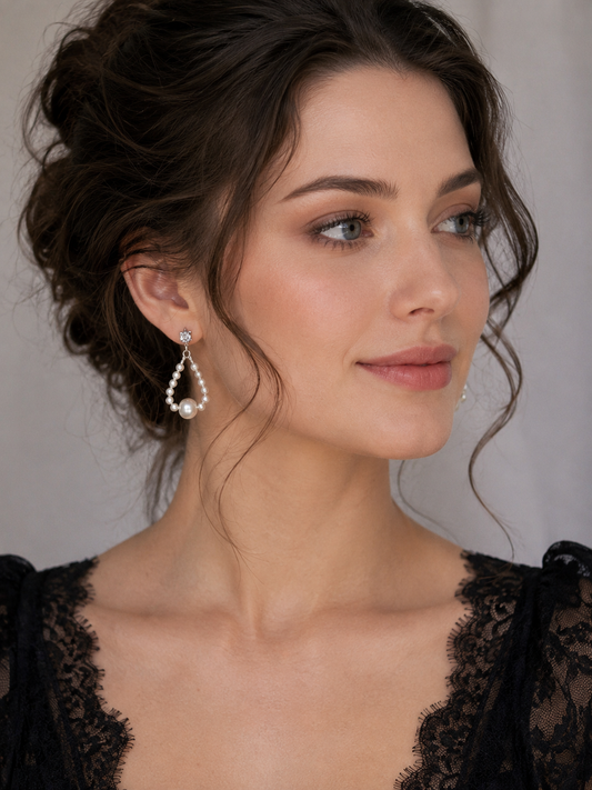 Ivory Teardrop Sparkle Stud Earrings