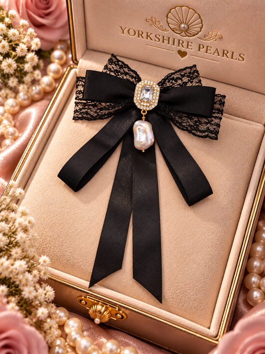 Ribbon & Lace Pearl Hairpin and Brooch
