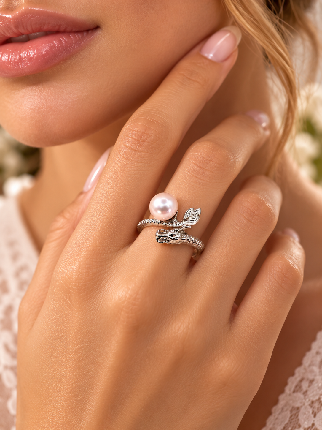 Cute Dragon Pearl Ring