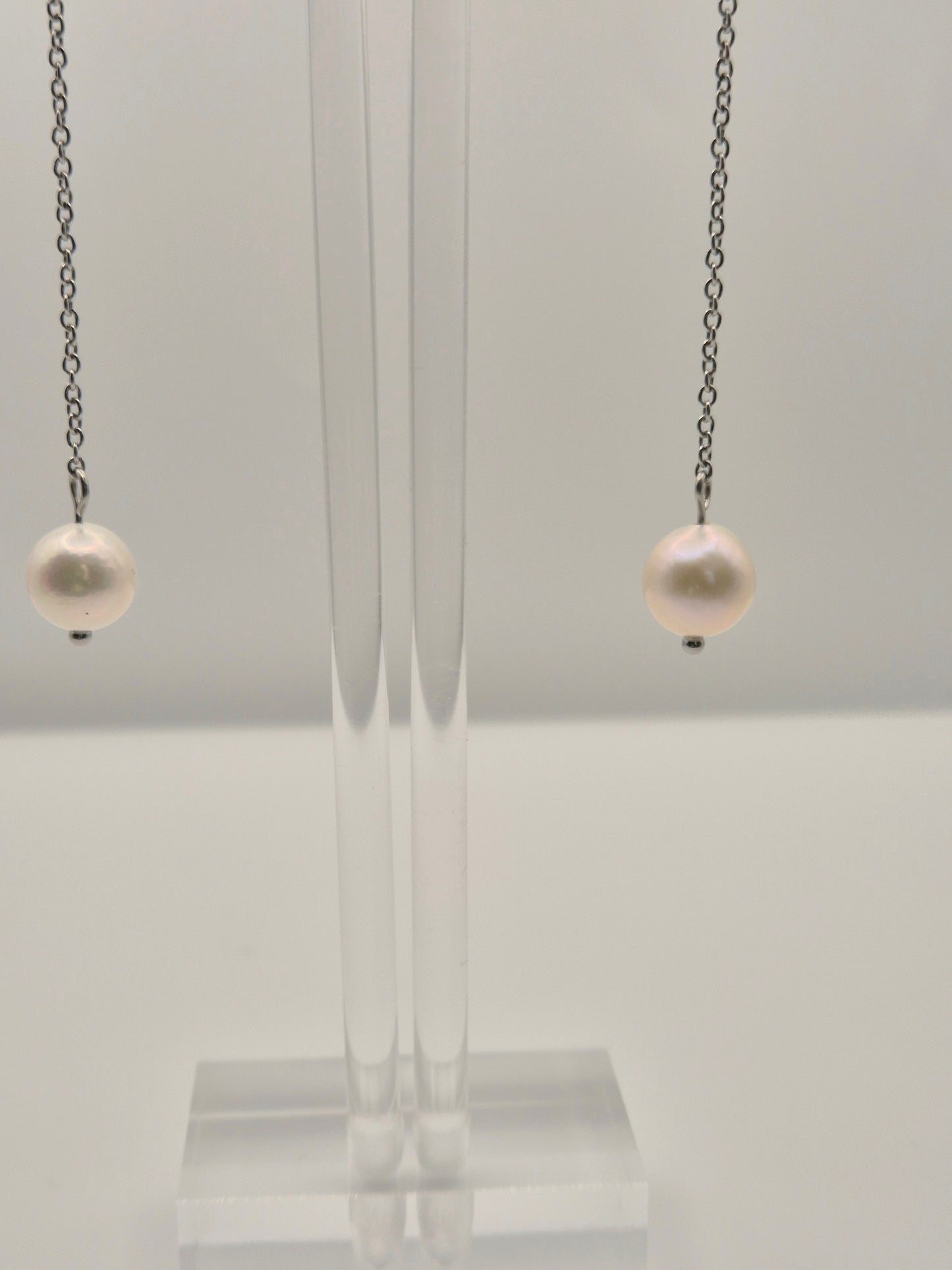 Silver Clover Pearl Drop Studs