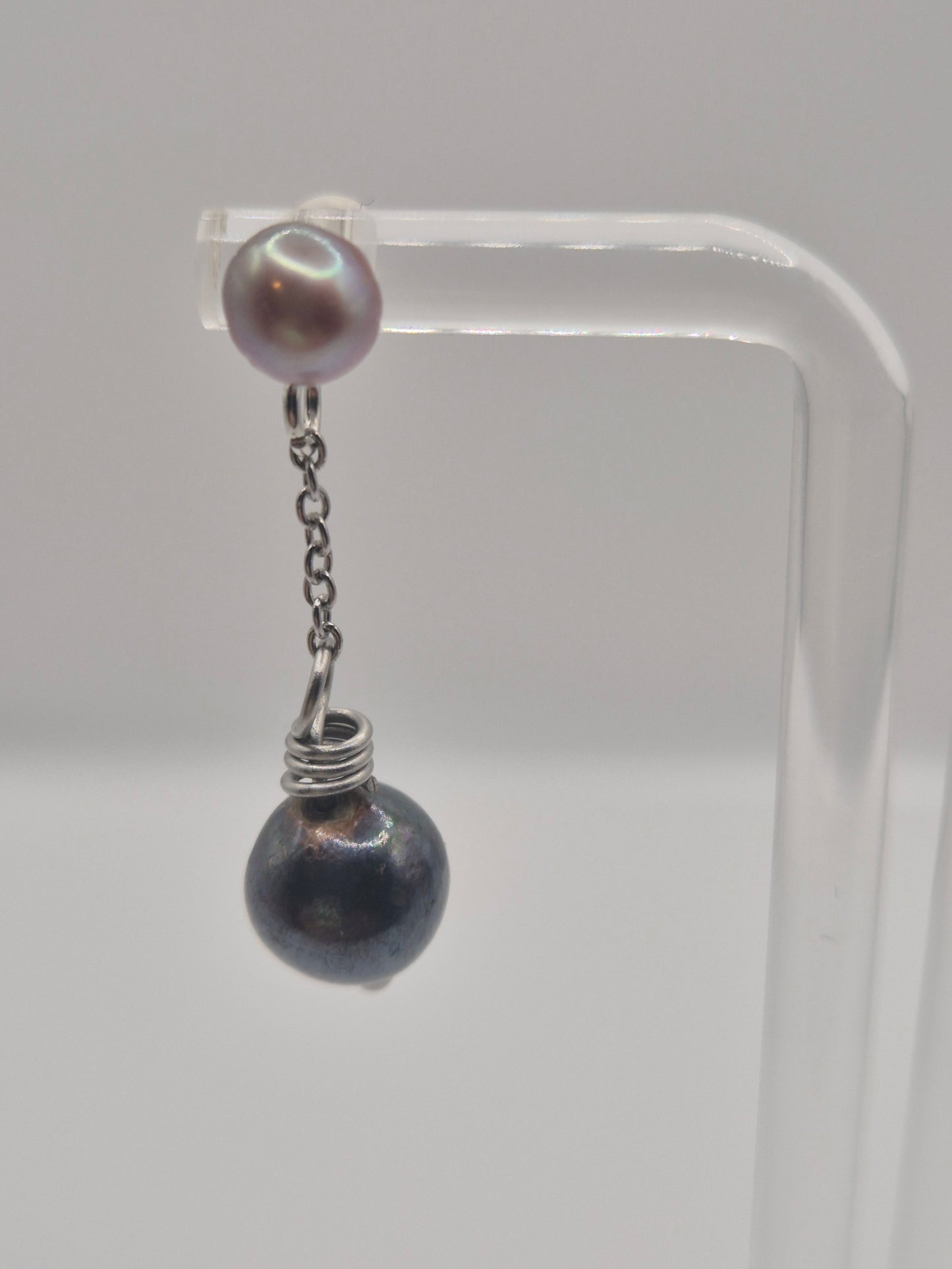 Midnight Mist Pearl Drop Earrings