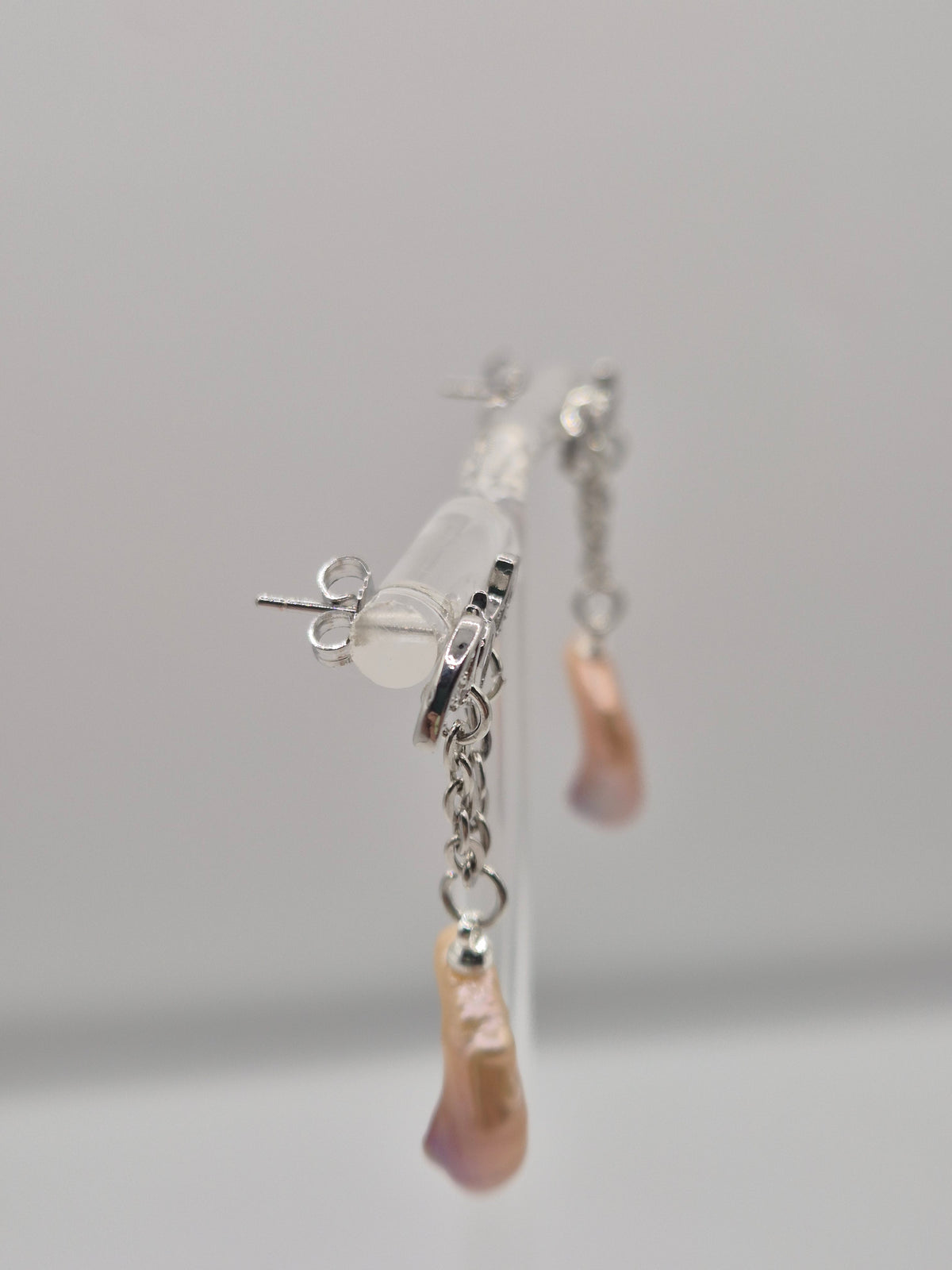 Bat Stud Moon Pearl Earrings