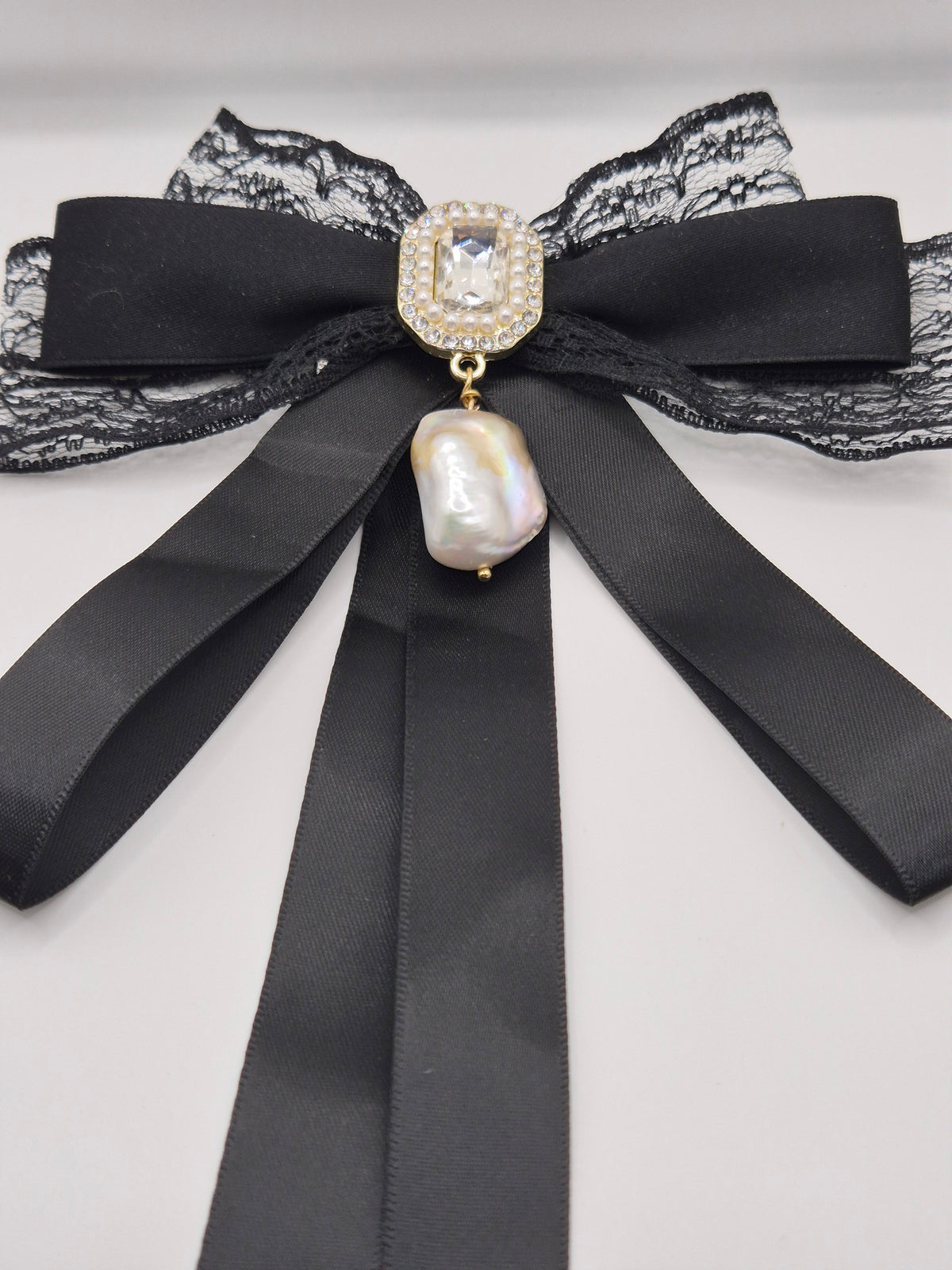 Ribbon & Lace Pearl Hairpin and Brooch