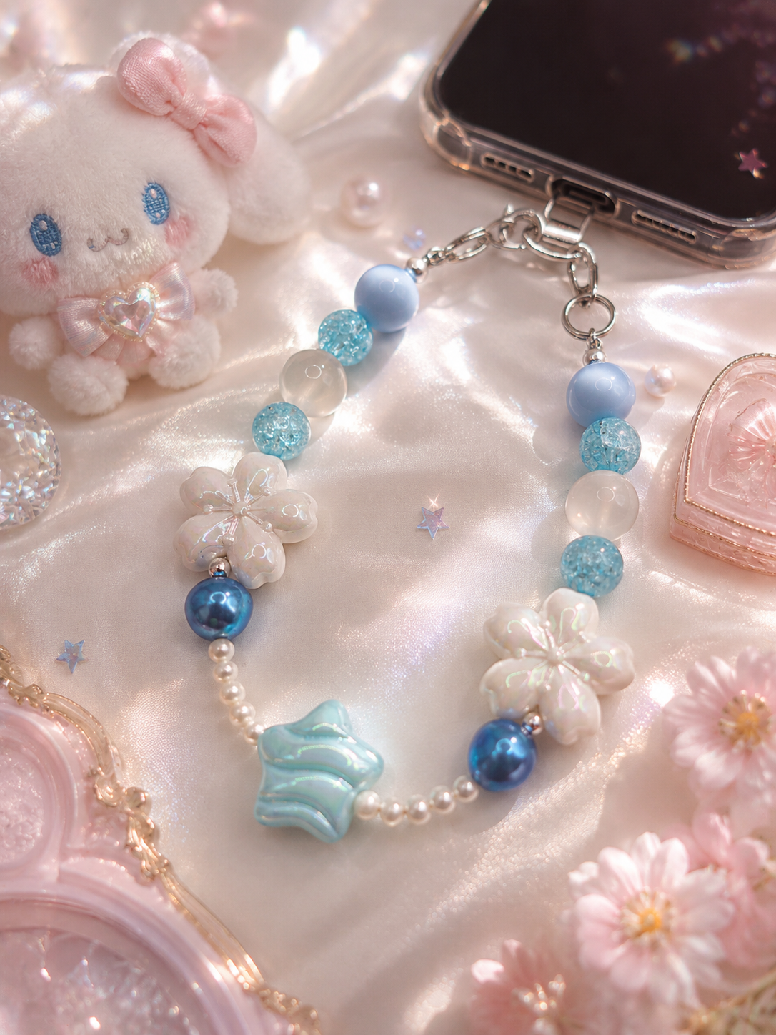 Nighttime Bear Pearl Bag & Phone Charm