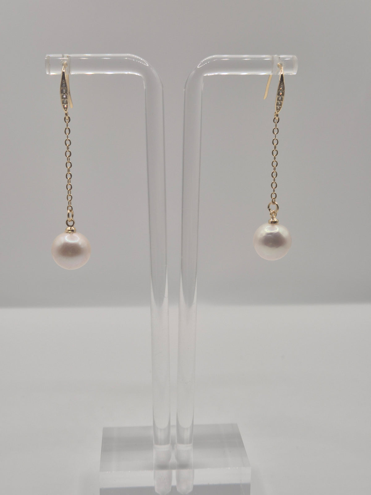 White Edison Drop Golden Earrings